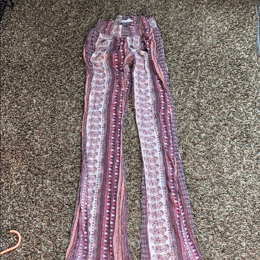 multicolored billabong flare pants